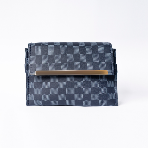 3 Zipper Checkered Elegance Crossbody Blue