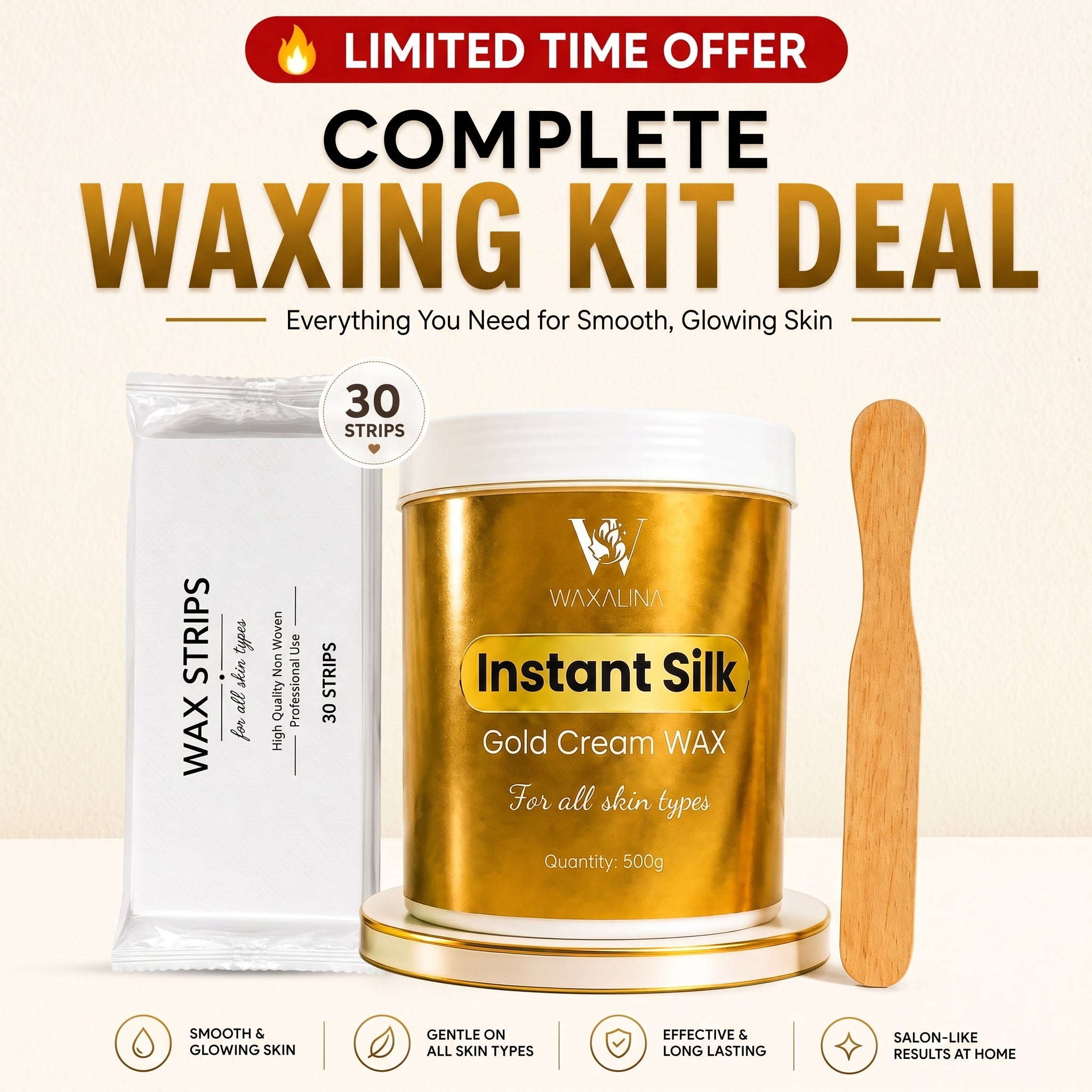 Buy 1 Gold wax and Get FREE Spatuala & Strip