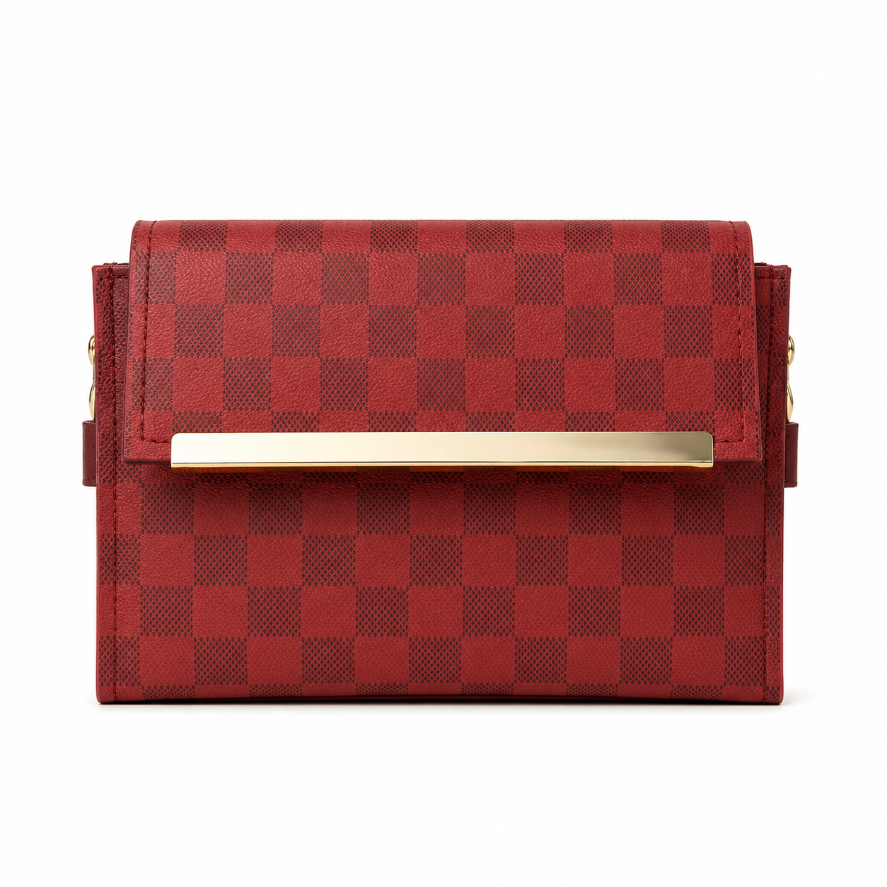 3 Zipper Checkered Elegance Crossbody Maroon