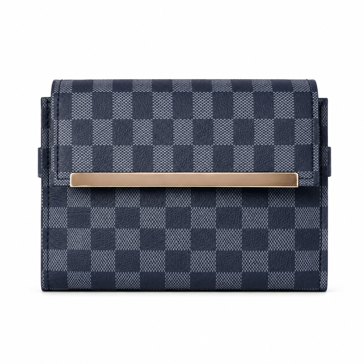 3 Zipper Checkered Elegance Crossbody Blue