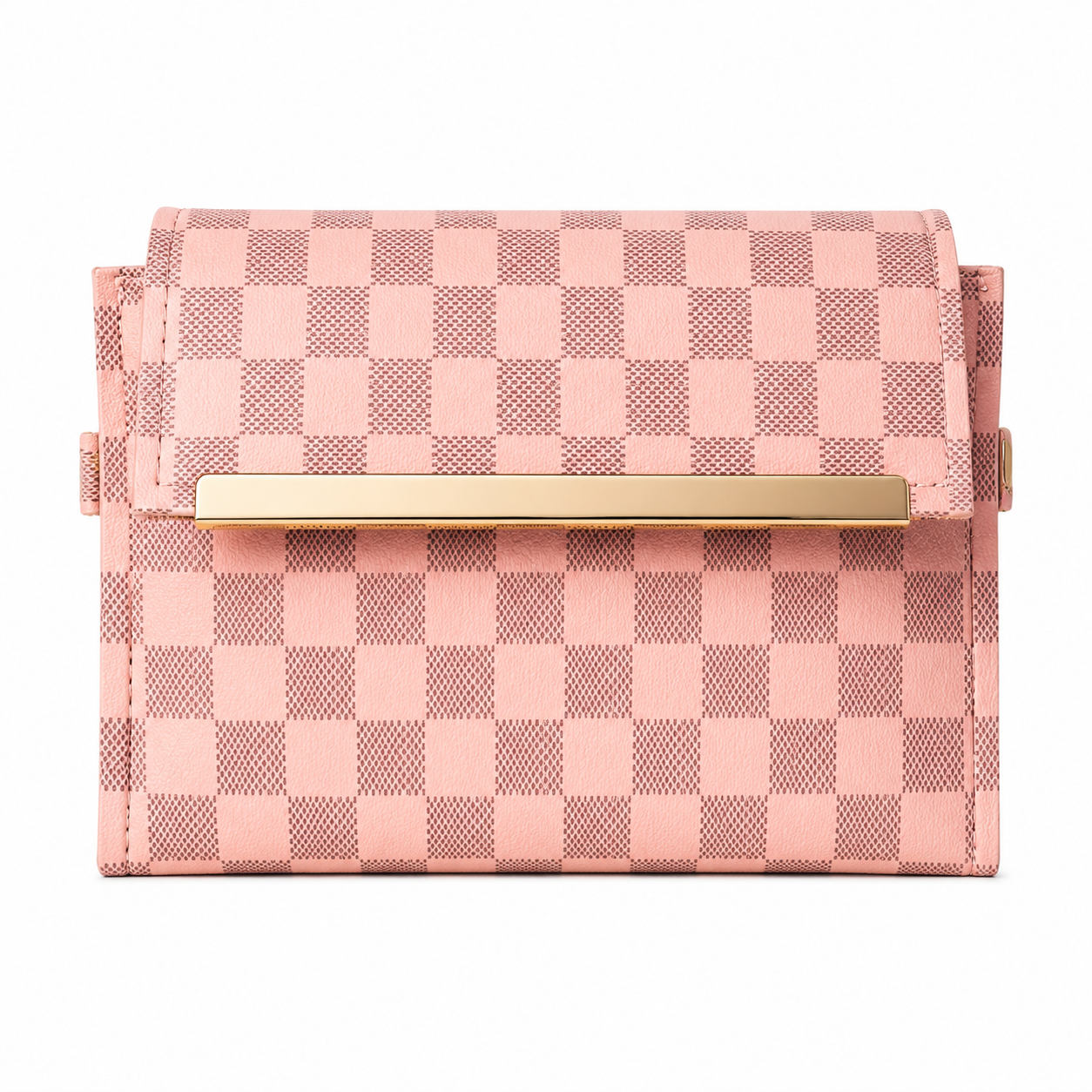 3 Zipper Checkered Elegance Crossbody Pink