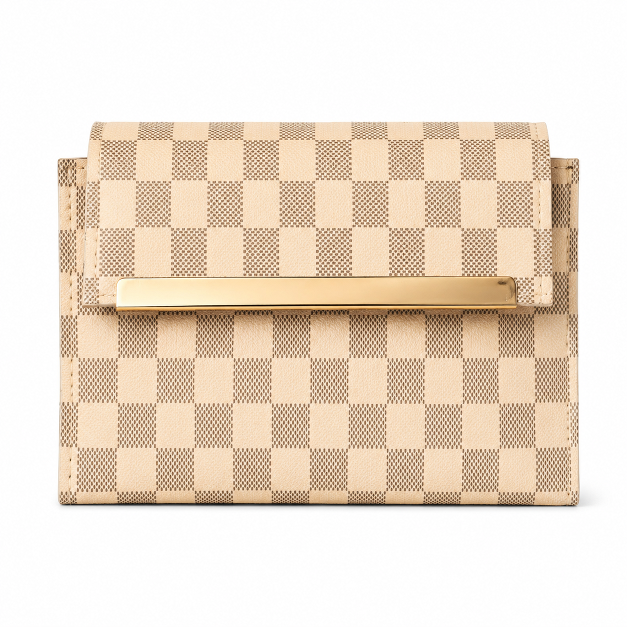 3 Zipper Checkered Elegance Crossbody Beige
