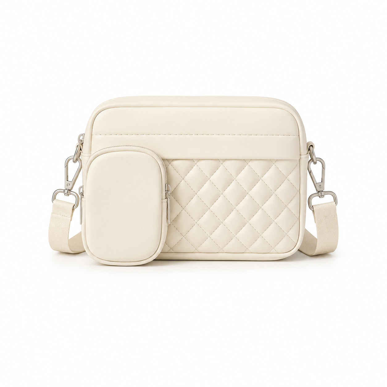 Quilted CrossBody Bag With Coin Pocket CAR9 White