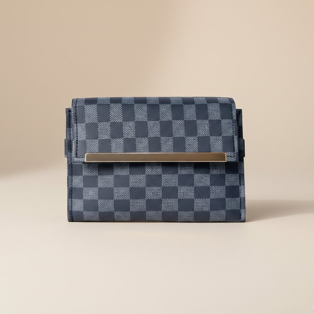 3 Zipper Checkered Elegance Crossbody Blue