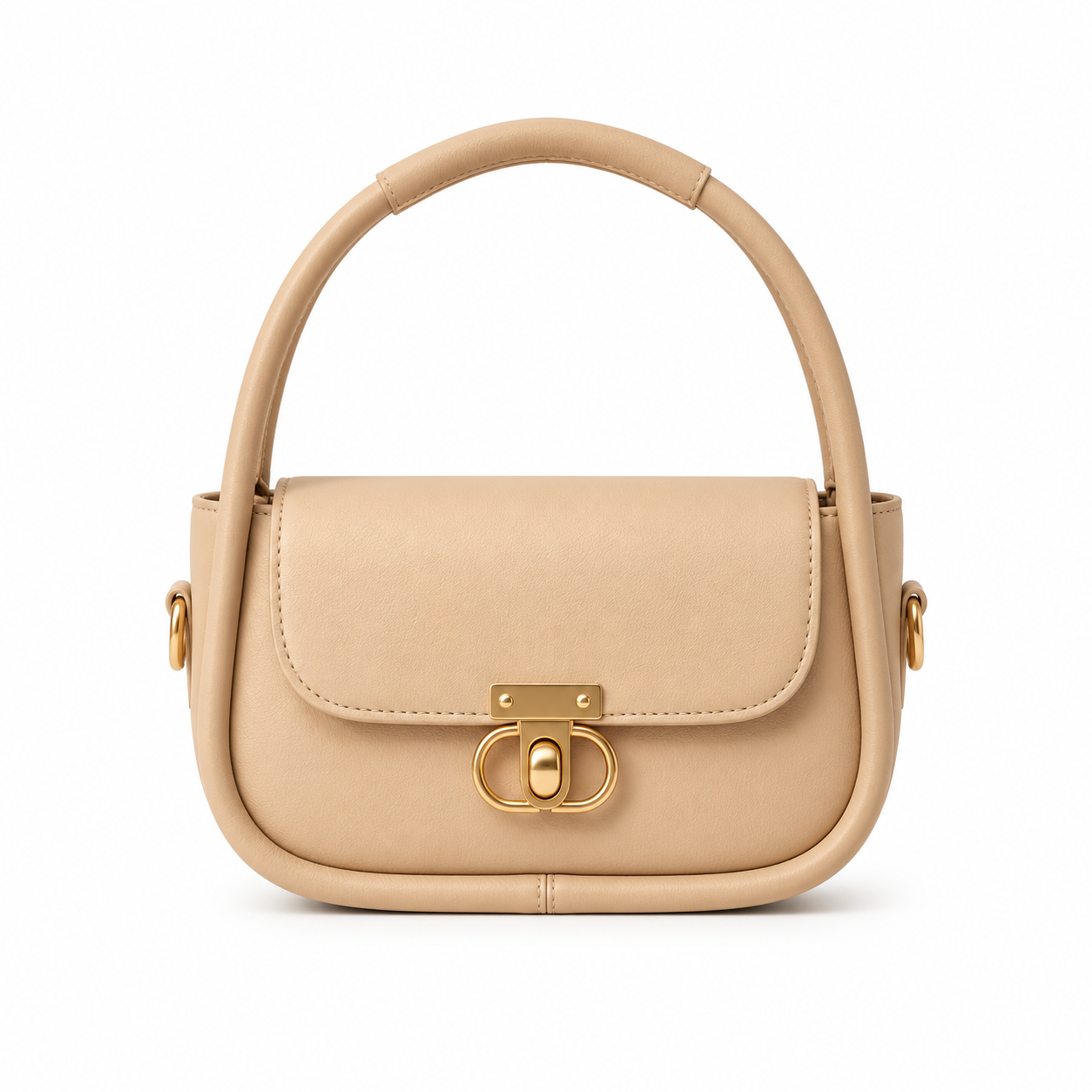Elegant Flap Shoulder Bag Beige