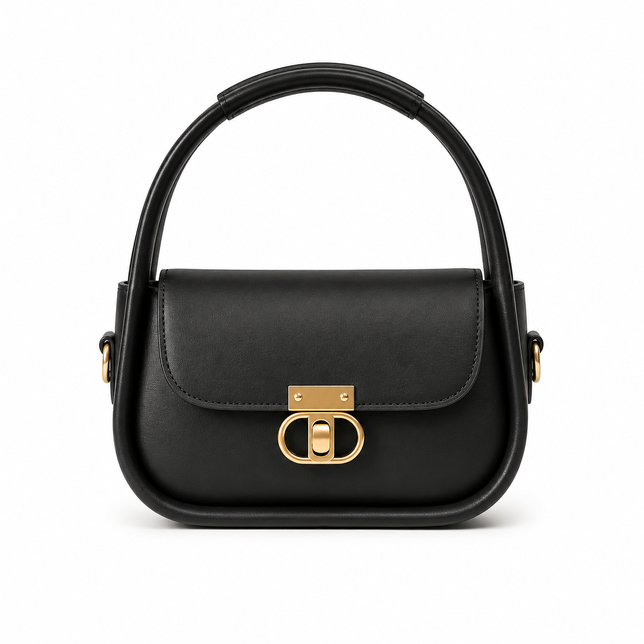 Elegant Flap Shoulder Bag Black