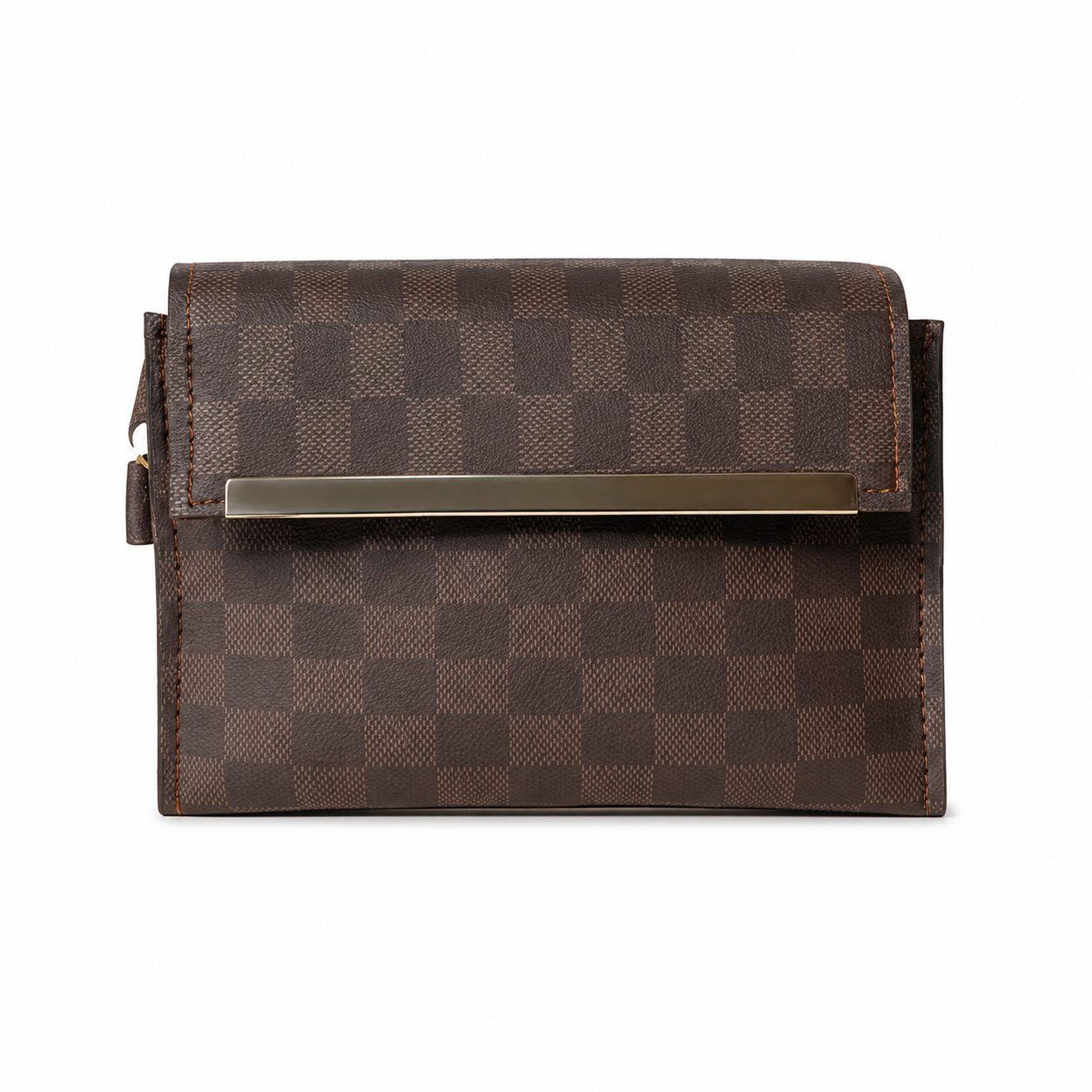 3 Zipper Checkered Elegance Crossbody Brown