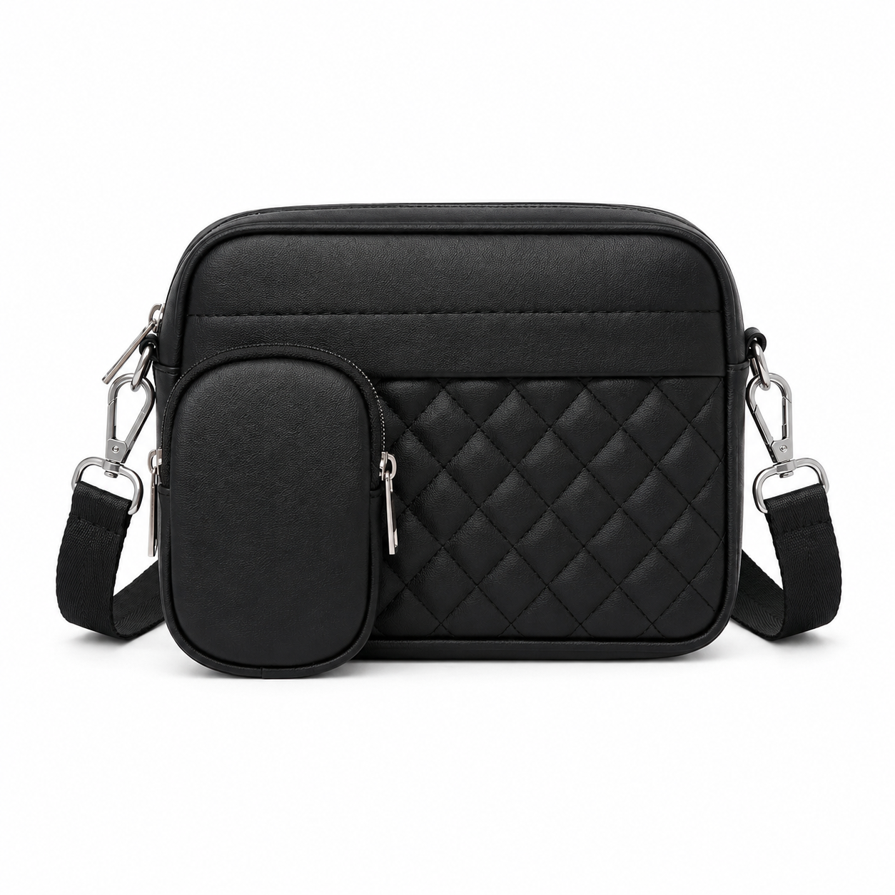 Quilted CrossBody Bag With Coin Pocket CAR9 Black