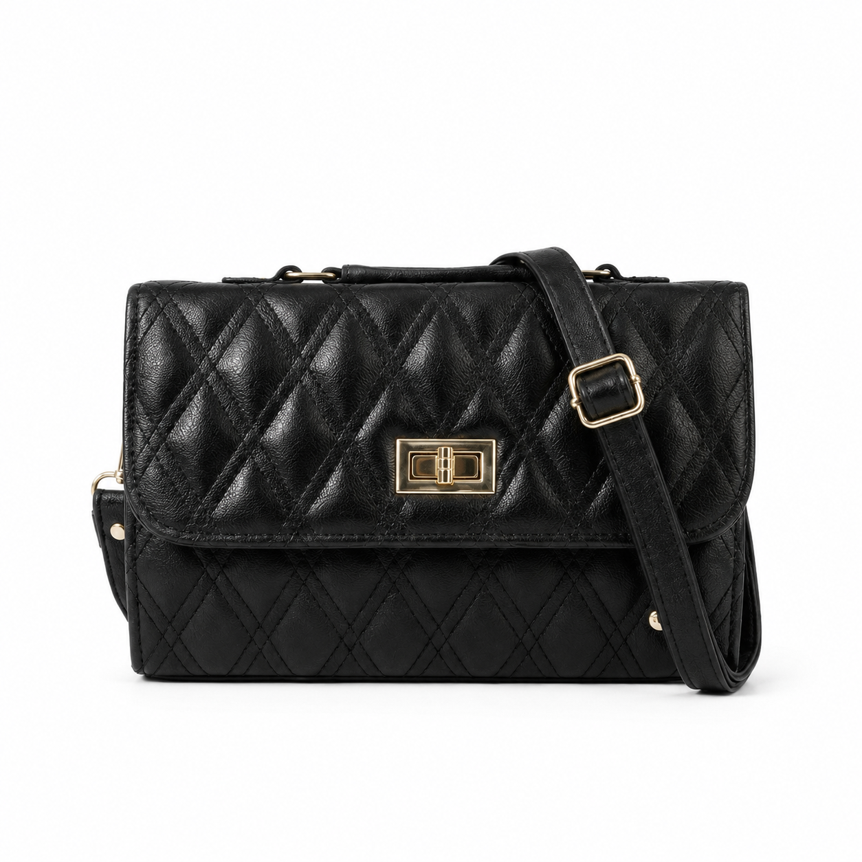 Elegant Quilted Shoulder Bag HAR4 Black