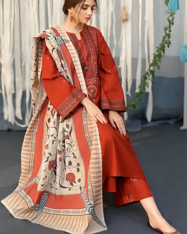 AYAT 3PC EMBROIDERY WITH DIGITAL DUPPATA