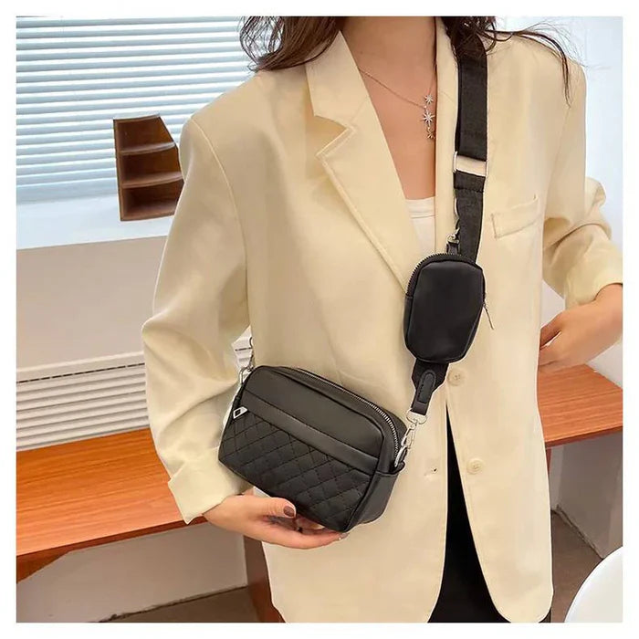 Quilted CrossBody Bag With Coin Pocket CAR9 Black