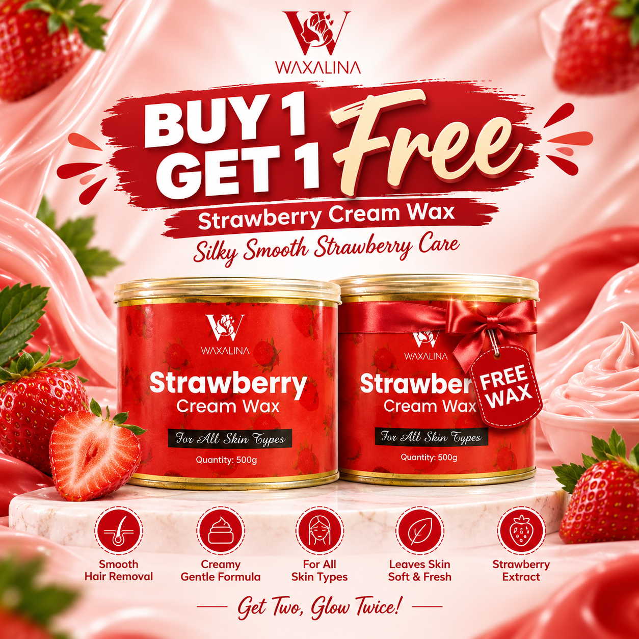 Strawberry Cream Wax Buy 1 Get 1 Free