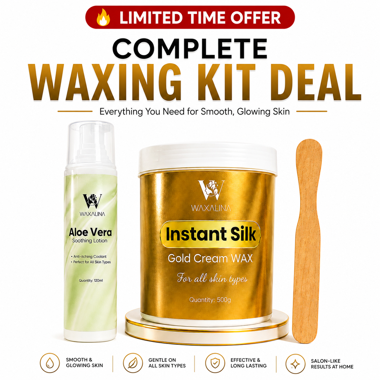 Buy 1 Instant Silk Wax (500g) and Get 2 FREE Gifts!
