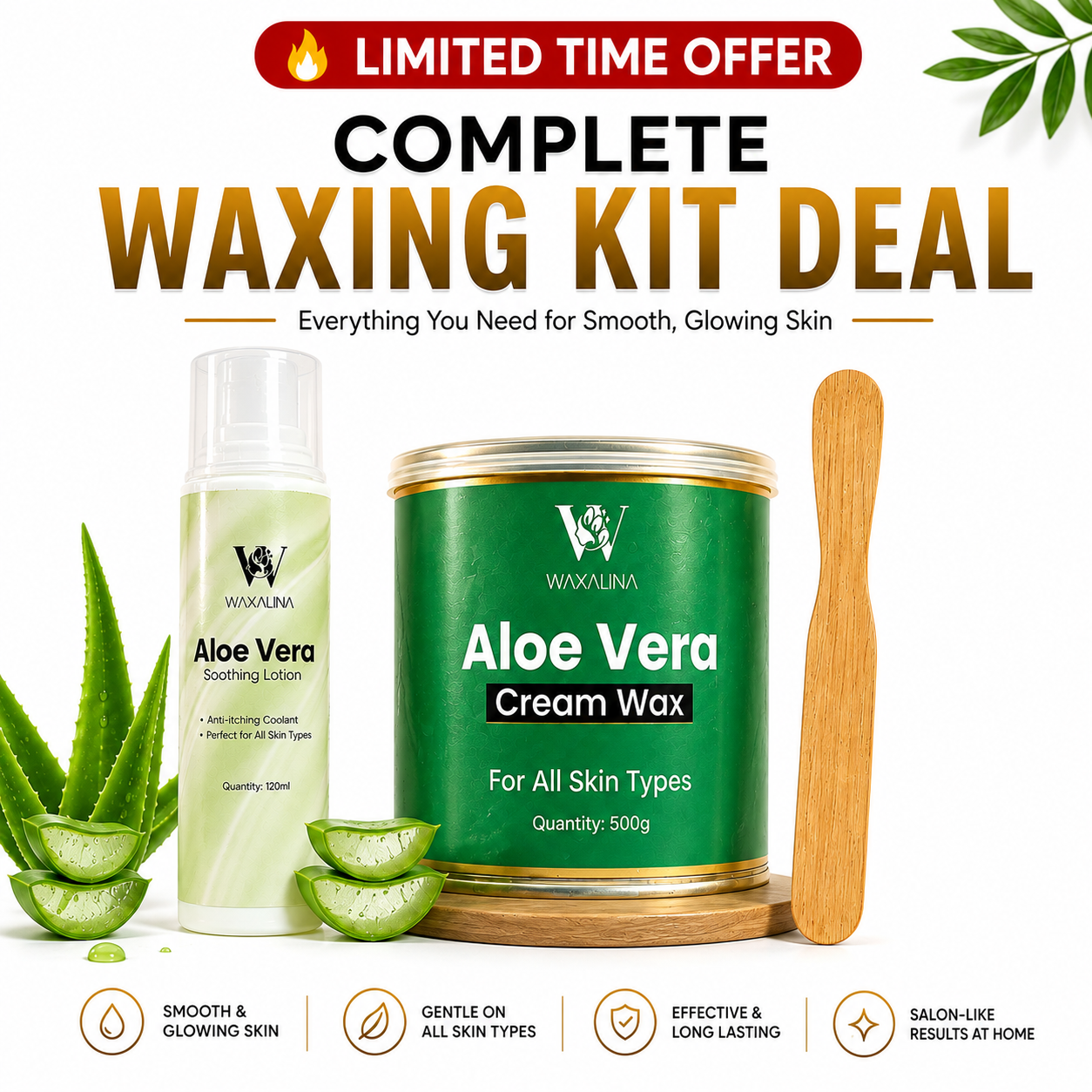 Buy 1 Aloe Vera Cream Wax (500g) and Get 2 FREE Gifts!