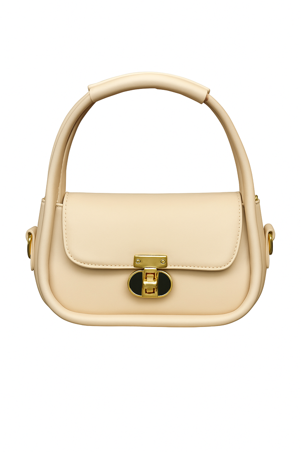 Elegant Flap Crossbody Bag Beige