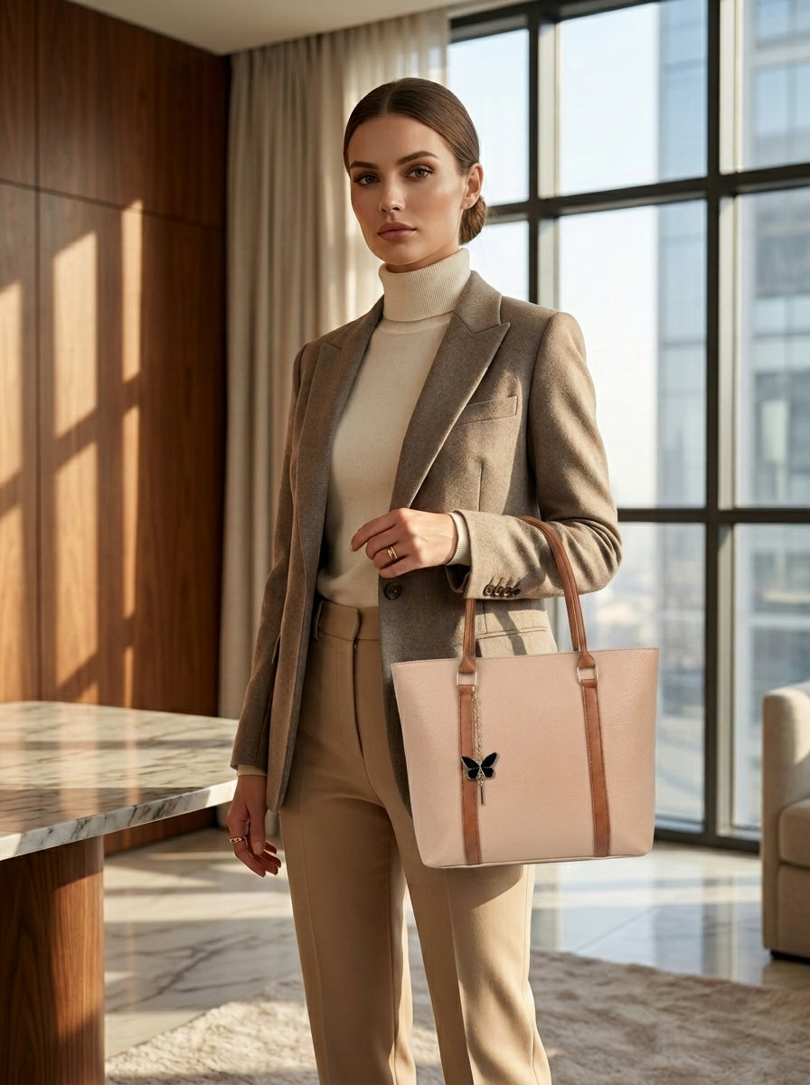 Butterfly Elegant Tote Bag Beige
