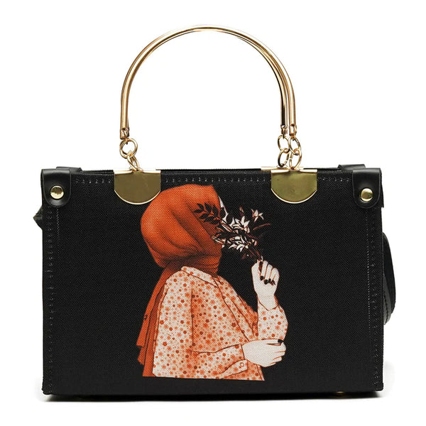 Artistic Printed Shoulder Bag Black