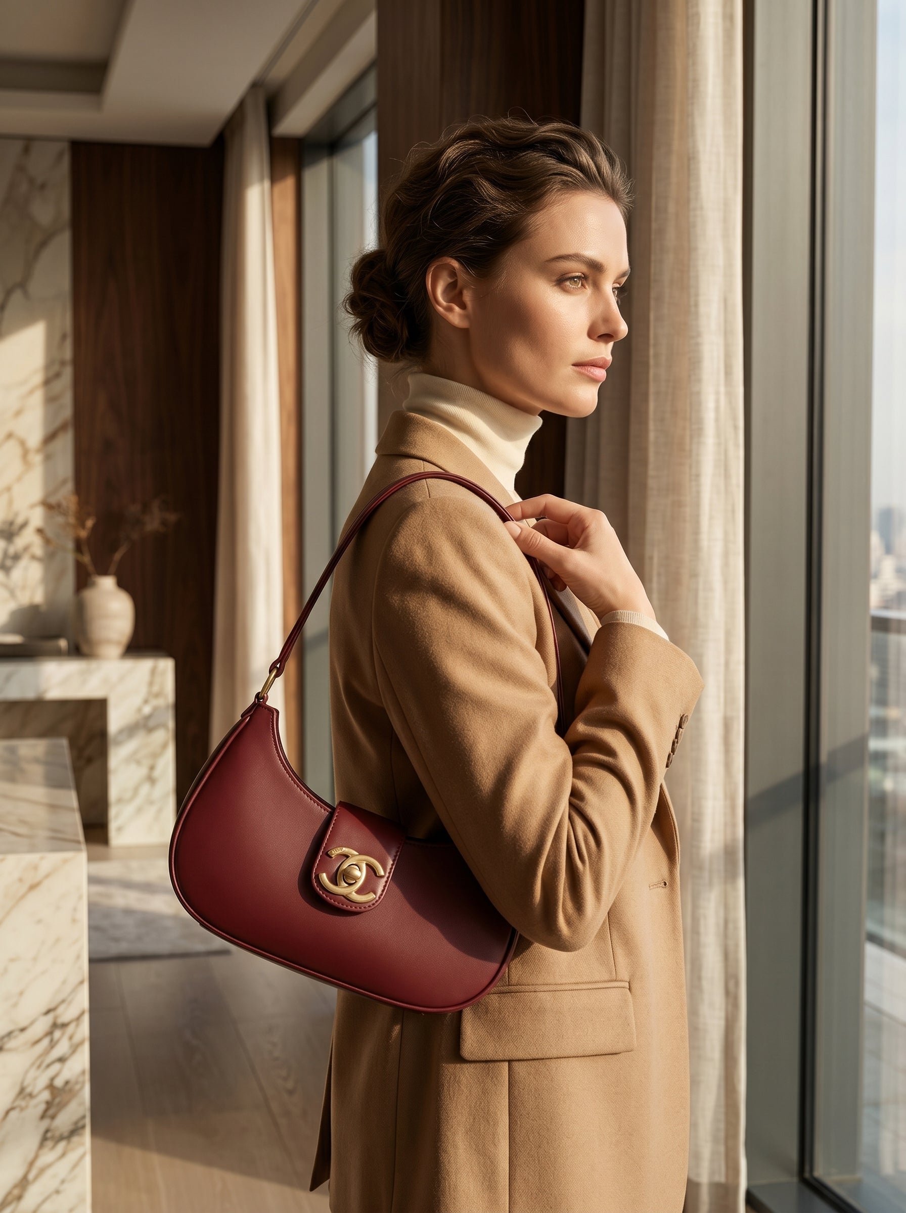 Bella Luxe Shoulder Bag Maroon
