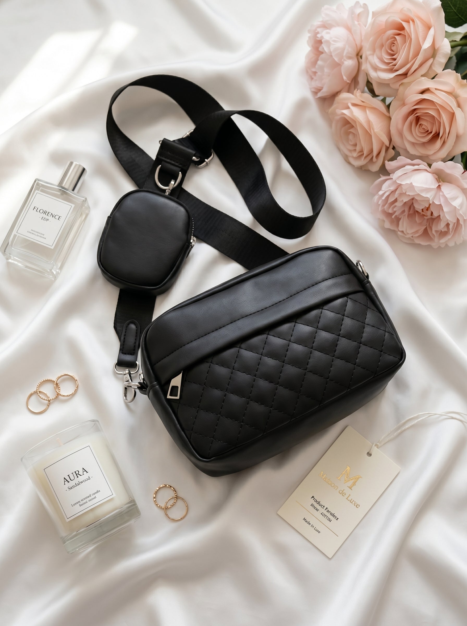 Quilted CrossBody Bag With Coin Pocket CAR9 Black