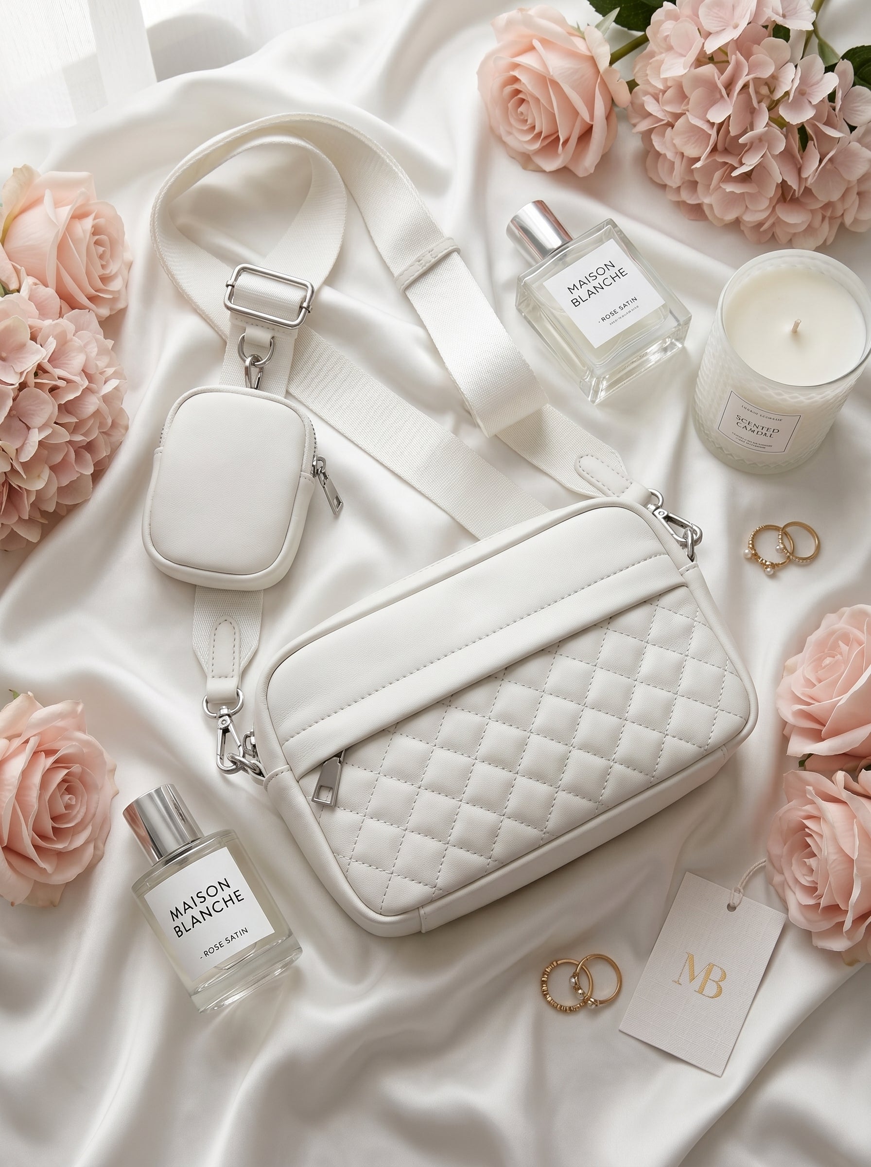 Quilted CrossBody Bag With Coin Pocket CAR9 White