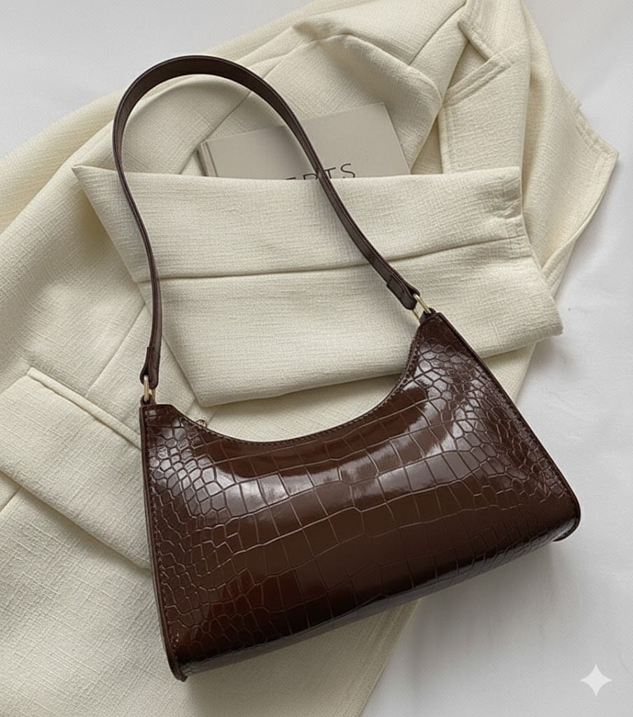 CROCODILE LEATHER BAG BROWN