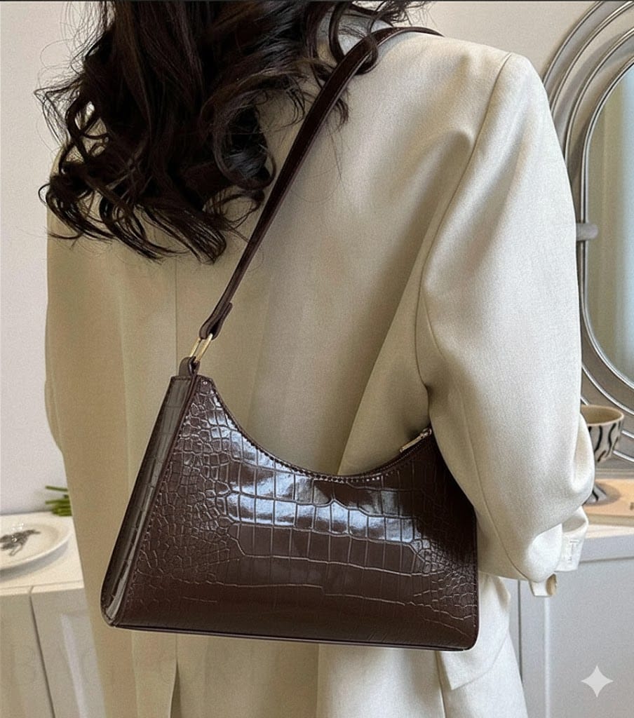 CROCODILE LEATHER BAG BROWN