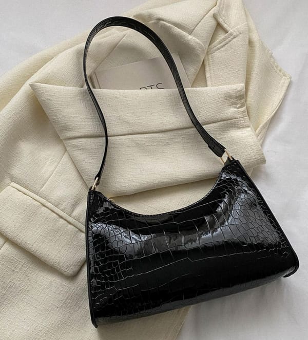 CROCODILE LEATHER BAG BLACK