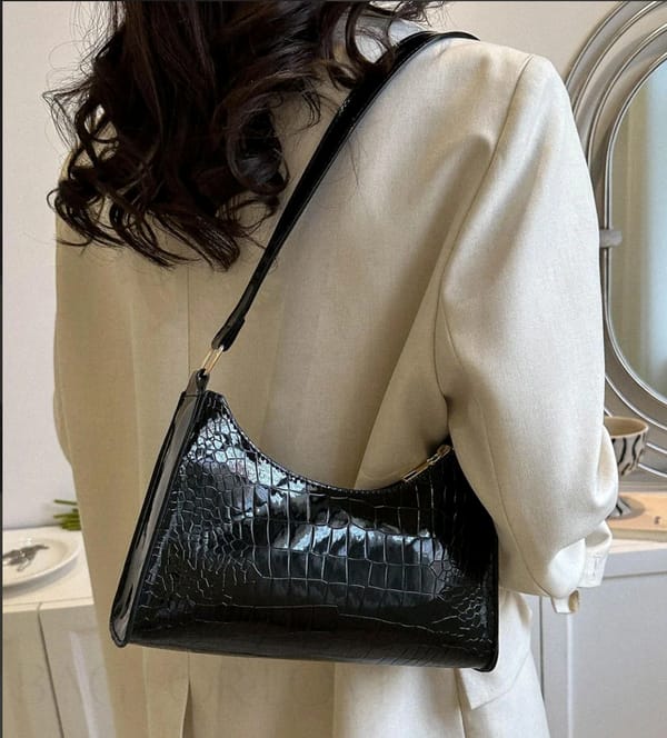 CROCODILE LEATHER BAG BLACK