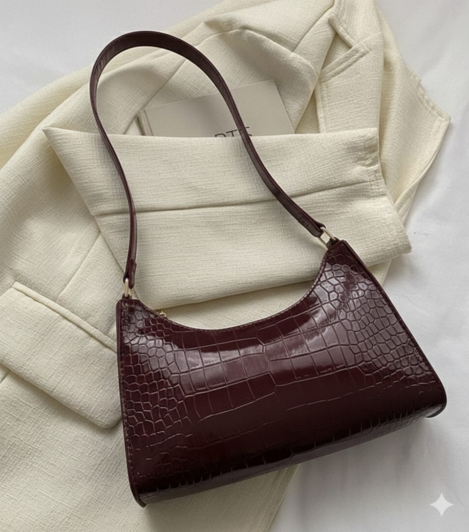 CROCODILE LEATHER BAG MAROON