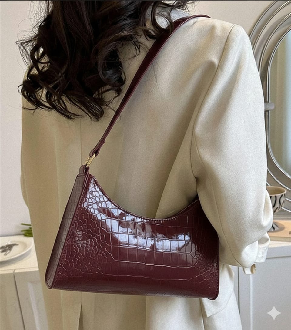 CROCODILE LEATHER BAG MAROON