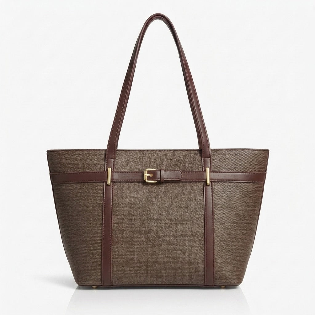 Elegant Buckle Tote Bag Coffee