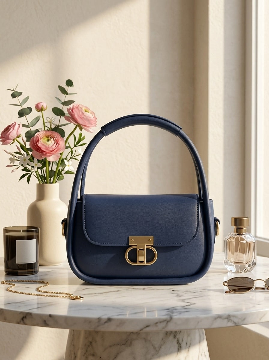 Elegant Flap Shoulder Bag Blue