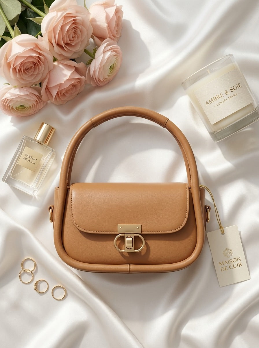 Elegant Flap Shoulder Bag Camel