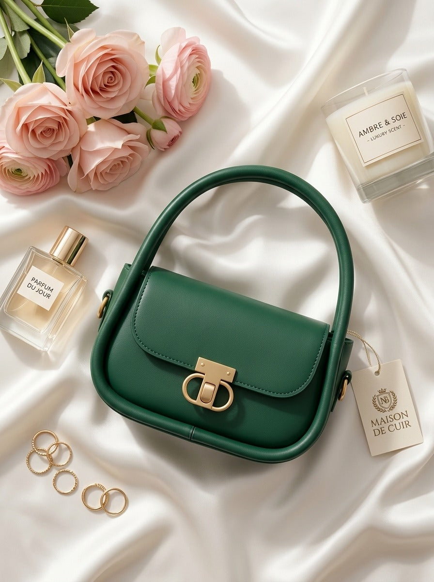 Elegant Flap Shoulder Bag Green