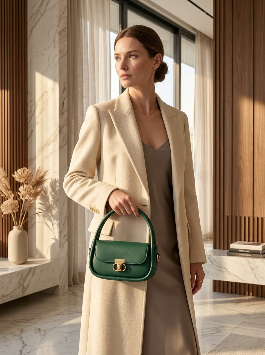 Elegant Flap Shoulder Bag Green