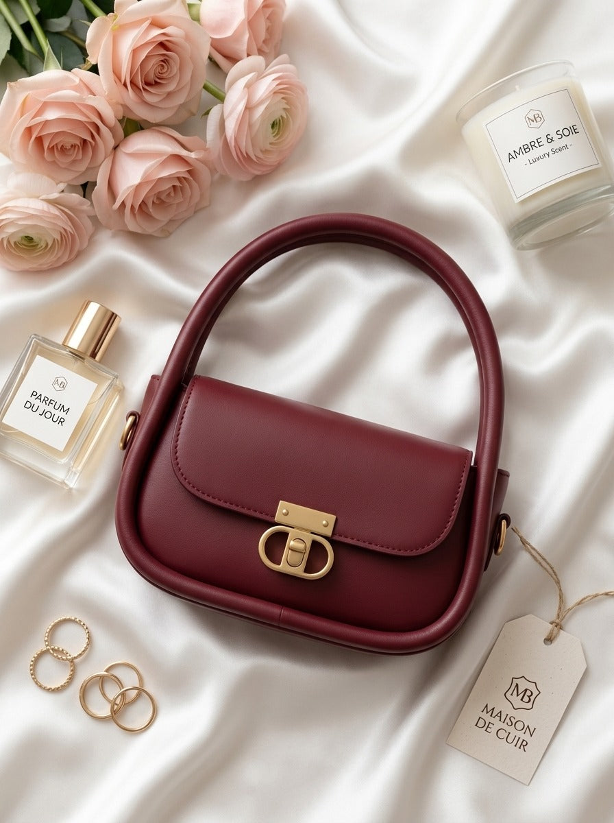Elegant Flap Shoulder Bag Maroon