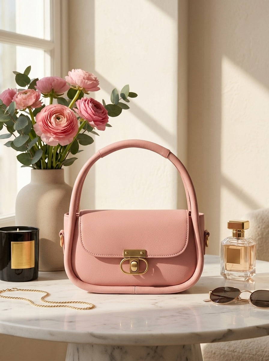 Elegant Flap Shoulder Bag Pink