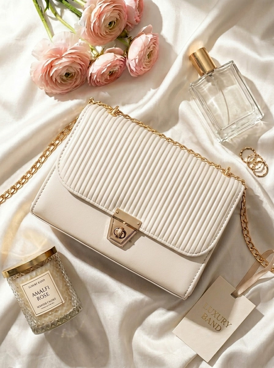 Elegant Designer Shoulder Bag HAR1 White
