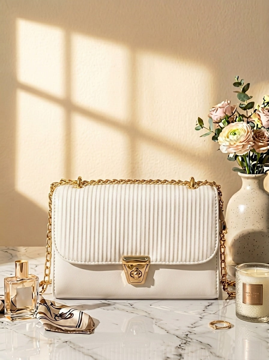 Elegant Designer Shoulder Bag HAR1 White