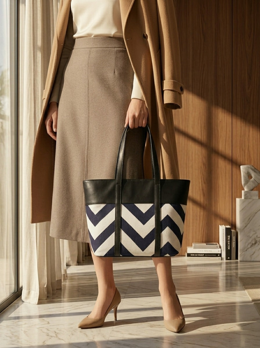 Chevron Tote Bag Black