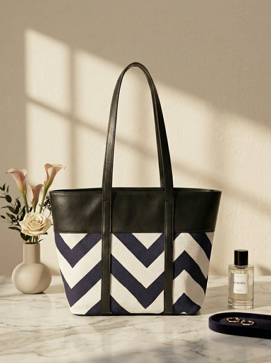 Chevron Tote Bag Black