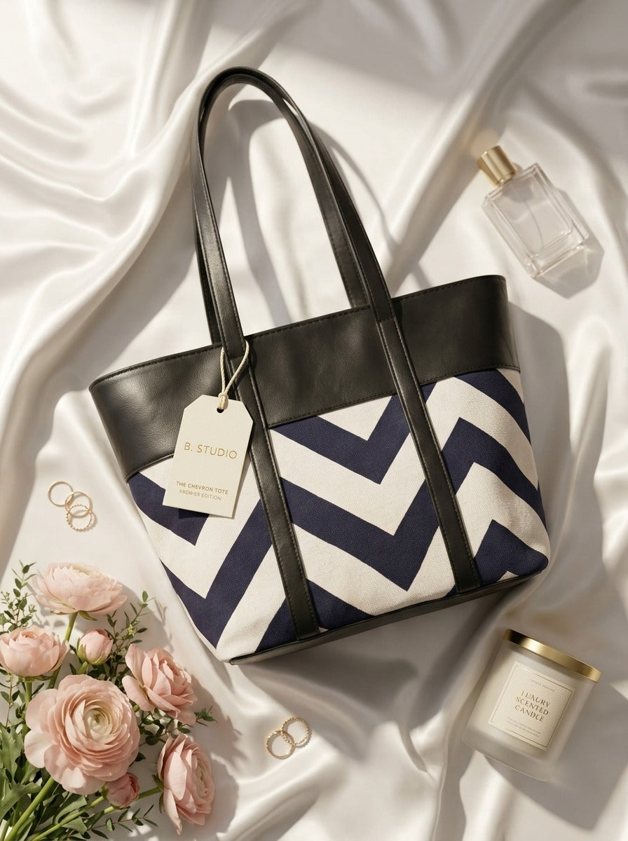 Chevron Tote Bag Black