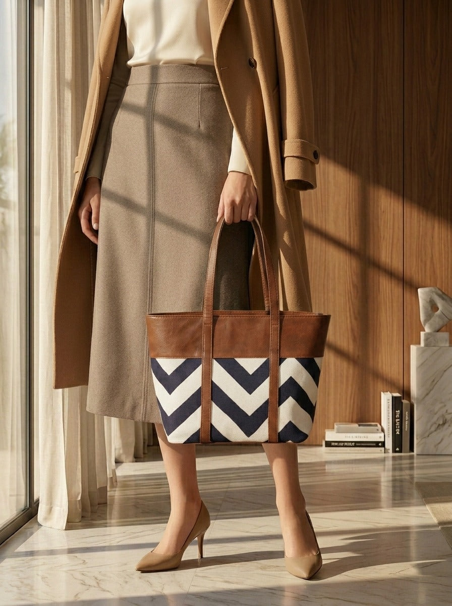 Chevron Tote Bag Brown