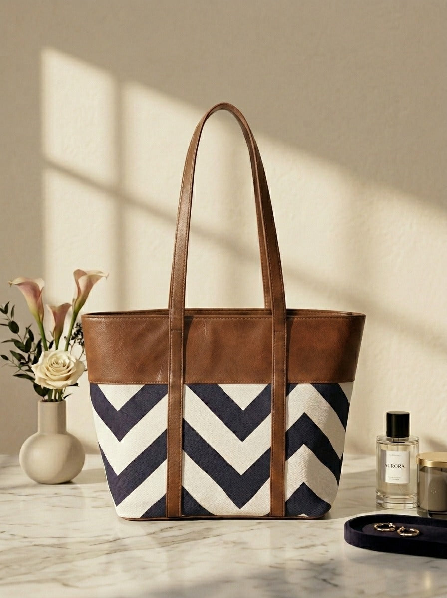 Chevron Tote Bag Brown