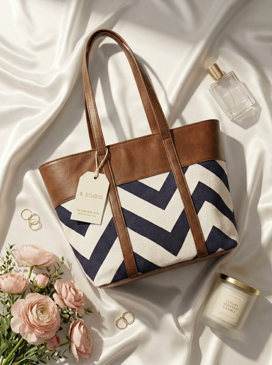 Chevron Tote Bag Brown