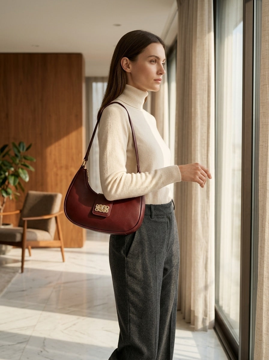 Bella Luxe Shoulder Bag Maroon
