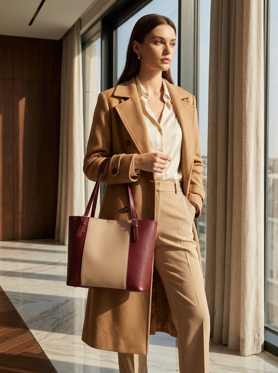 Elegance Duo Tote Bag Maroon