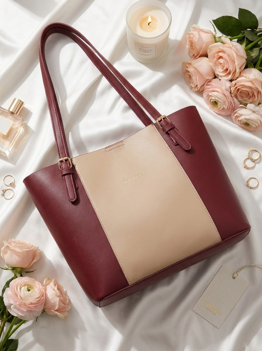 Elegance Duo Tote Bag Maroon